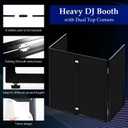 Portable DJ Booth Facade Stand, Foldable DJ Table 45"x40" Tabletop, DJ Facade Station for DJ Controller, Mixer & LaptopEvents&Parties Includes Carry Bag&Two Metal Corner Tables