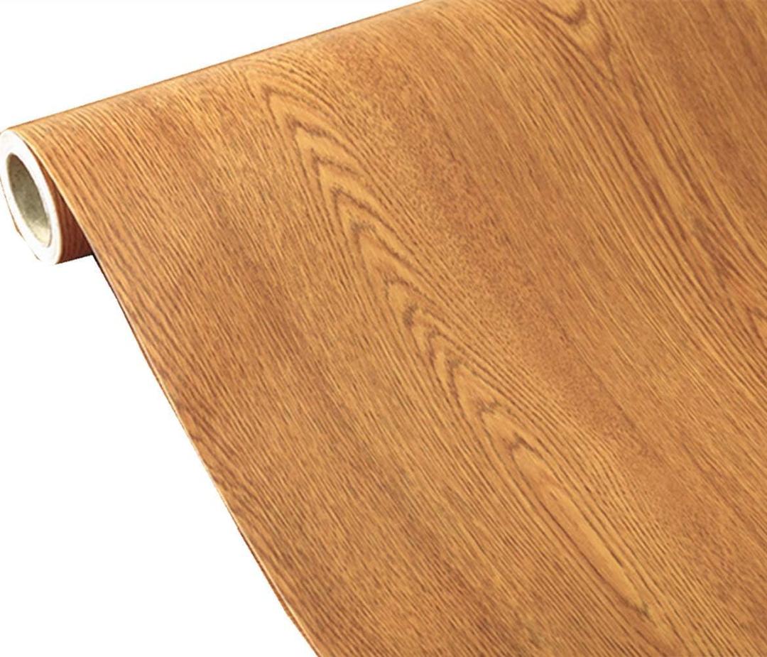 TOOLDECO Peel Stick Wood Grain Wallpaper Countertop Paper Funitures Decorative Vinyl Sticker (15.8X79Inch, Yellow) (24Inch*98Inch)