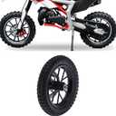 Front Wheel Assembly, Rubber and Metal Tire 12.5x2.75in Disc Brake Sprocket Bolts fit for 2 Stroke Mini Dirt Bike(Black)