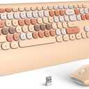 GEEZER Wireless Keyboard and Mouse Combo Milk Tea Color, 106 Keys Less Noise Full-Size 2.4G Ultra-Slim Colorful Keyboards with Palm Rest, One USB Nano Receiver for Windows/Mac/Laptop/PC