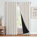 Vangao 100% Blackout Curtains for Bedroom Boho Curtains 84 Inches Long for Living Room Golden Geometric Foil Printed Room Darkening Thermal Insulated Window Drapes Off White 2 Panels