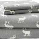 Eddie Bauer - Flannel Sheets Queen Size, Anti-Pilling & Wrinkle Resistant Cotton, Touchably Soft for All-Season Comfort - Bed Sheets with Matching Pillowcases & Fitted Sheet (Elk Grove Grey)