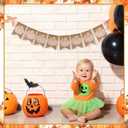 2 x Frienda Fall Thanksgiving Banners Plaid Pumpkin Burlap Banner Bunting Garland Pre-assembled Orange White Check Rustic Autumn Harvest Bunting Flag for Home Wall Mantel Fireplace Hanging Decor