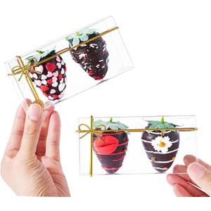50 Pcs 4.5"x2.2"x2" Clear Chocolate Covered Strawberries Boxes for 2 Mini Cinnamon Roll Boxes for 4 Macaron Boxes for 4 Small Bakery Treat Box for Wedding Birthday Valentine Christmas Party
