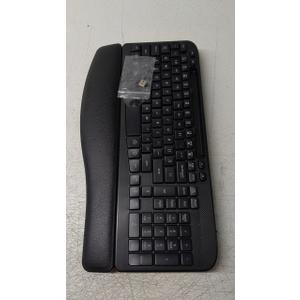 Ergonomic Wireless Keyboard with Cushioned Wrist Rest, Wave Keys, Phone Holder, Comfortable Natural Typing, 2.4GHz Full Size Cordless USB Computer Keyboard for Windows, Mac OS, Laptop, PC (Black)