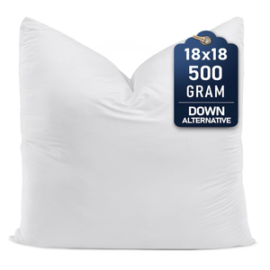 Pillows (Set of 1, White) – 18 x 18 Inches Down Alternative Pillows for Bed, Sofa, and Couch - Fluffy Decorative Stuffer Pillow for Indoors & Outdoors