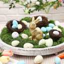 Wesiti Easter Decoration Set Gold Bunny Figurines, Artificial Birds Nest, DIY Easter Eggs Craft, Fake Moss for Easter Table Topper Decor Garden Yard Home Party Gift
