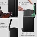 Bathroom Trash Can with Lid Slim 1.6 Gallon Stainless Steel Garbage Can with Removable Inner Bucket Soft Close Lid Durable Step Pedal Trash Bins for Toilet Bedroom Office (Matte Black, 1.6 Gallon)