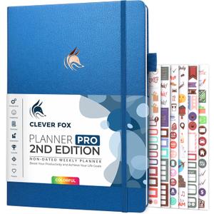 Clever Fox Planner PRO 2nd Edition  Undated Weekly Agenda Planner for Setting Goals, Tasks & Time Management  Life Organizer with To-do Lists & Habit Trackers  Large, 8.5x11 (Mystic Blue)