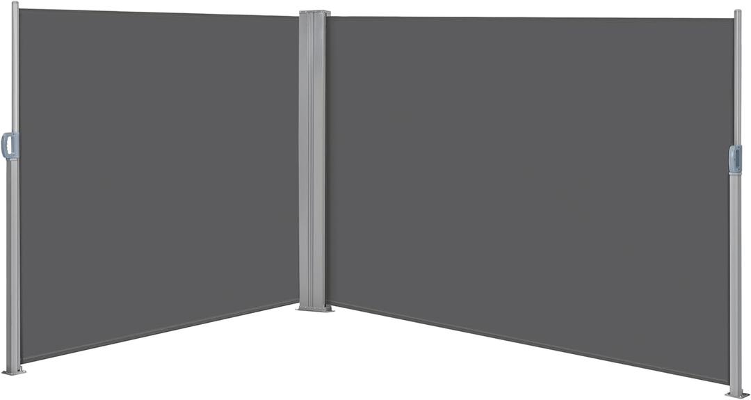 Yaheetech 236 x 71in Double Side Awning, Patio Retractable Side Screen Awning, Privacy Divider Screen w/ 220g/m Polyester, Waterproof & UV-Resistant for Courtyard, Roof Terrace - Dark Gray
