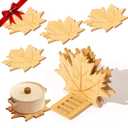 Bamboo Trivets for Hot Dishes, Pots & Pans - 6 Large Heat Resistant Pot Holders Trivet Set with Maple Leaf Design, Non-Slip for Kitchen Countertops & Dining Table