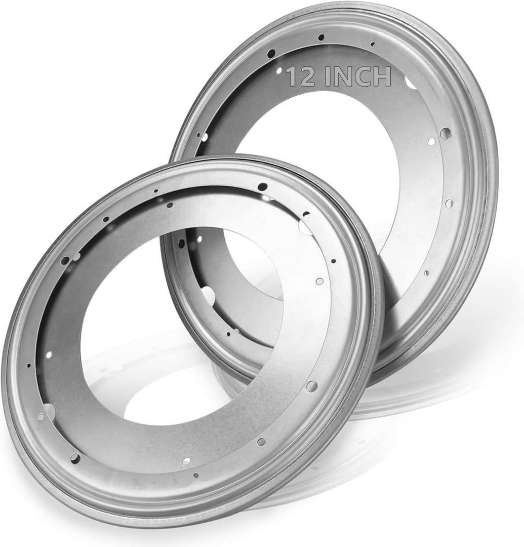 RHBLME 2 Pack Lazy Susan Hardware, 12 Inch 5/16 Thick Turntable Bearings, 1000lbs Load Capacity Heavy Duty Swivel Base for Rotating Table, Kitchen Cabinet