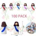 Mini Jesus Figures, Set of 100pcs Action Figures Little Jesus Figures, Tiny Jesus Figures to Hide and Seek Religious Gifts for Easter Egg Stuffers (Mix)