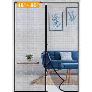 Yotache Magnetic Screen Door Fits Door Size 48 x 80, Screen Size 50" x 81" Door Screen Magnet for Walk Through Sliding Door Black
