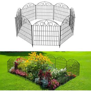 SUNLAX 10 Panels Garden Fence 20ft(L) x 24in(H) Metal No Dig Fence Animal Barrier for Dogs Temporary Fence for Backyard Outdoor Garden Without Gate