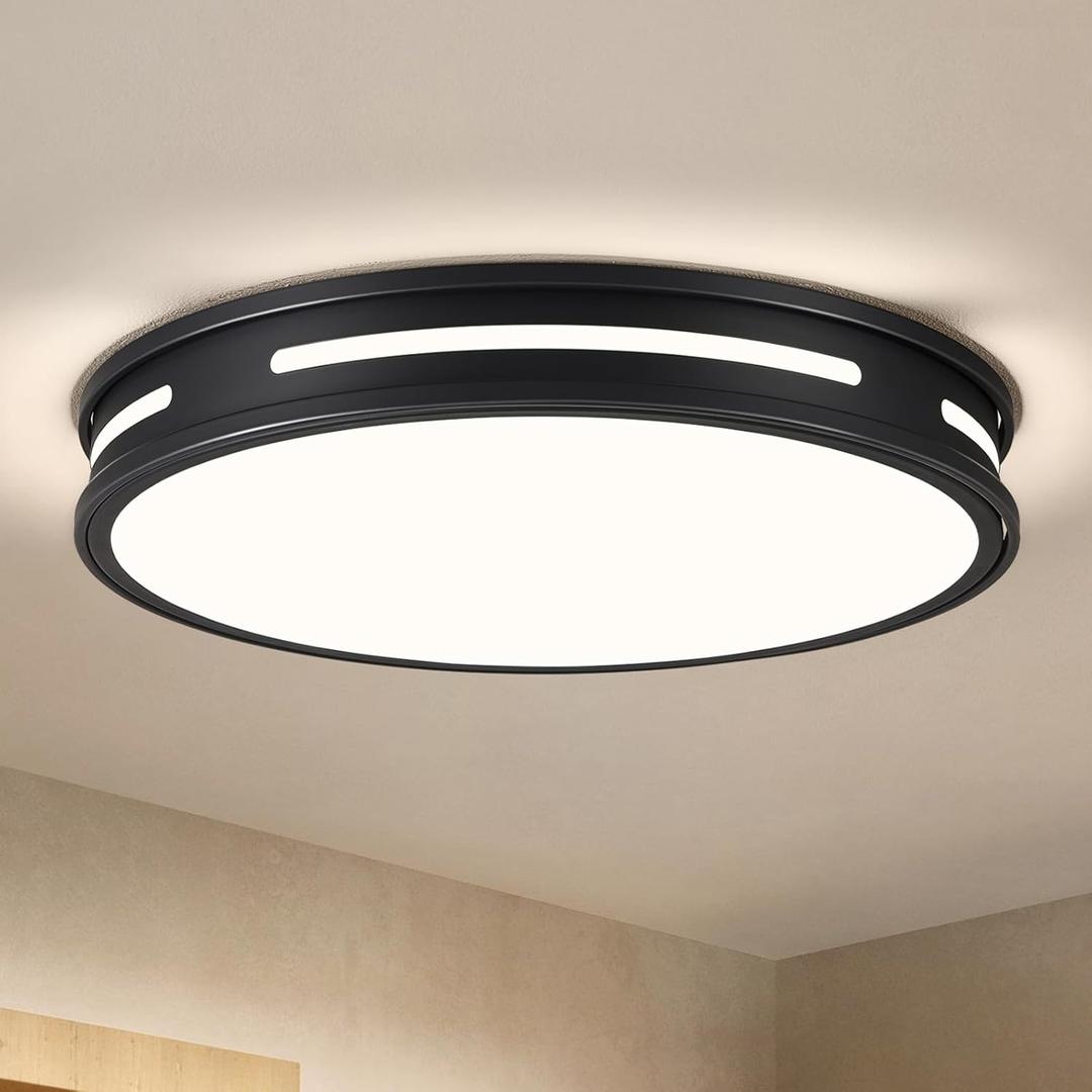 Peblto Dimmable Black Flush Mount Ceiling Lights, Modern 5CCT 2700K~6000K LED Hallway Light Fixtures, Low Profile Round Minimalist Ceiling Light for Bedroom, Laundry Room, Kitchen (15.8 inch, Black)