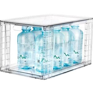 Zero Zoo 1Pack Large Stackable Kitchen Storage Drawers, Clear Foods Organizer Bins with Handles, Easily Assemble for Bathroom, Kitchen, Pantry, Cabinet, Closet(XL-UP Handle)