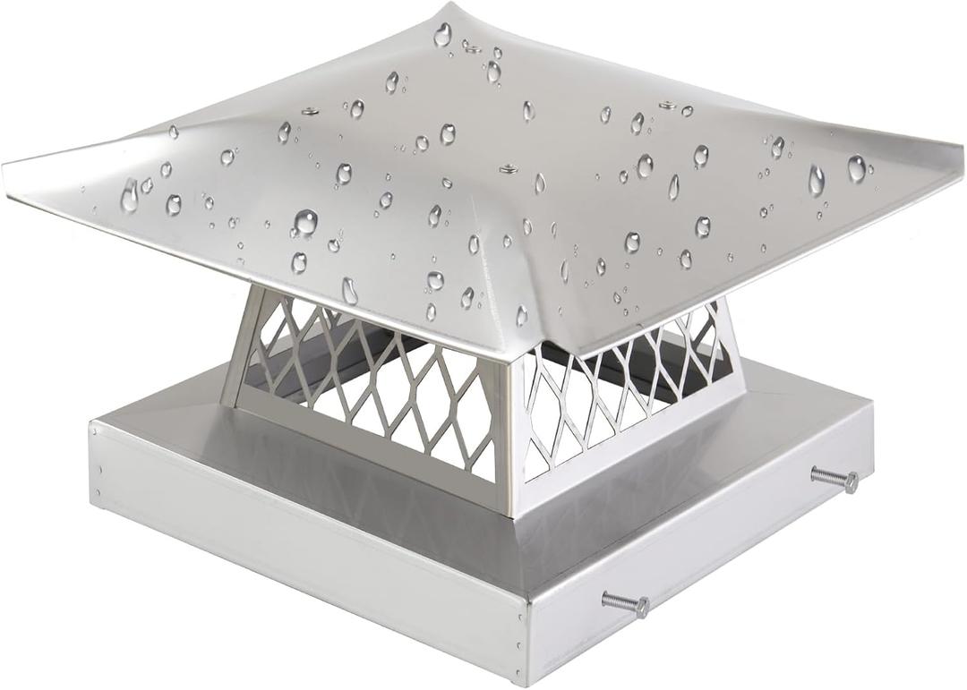 9" x 9" Chimney Cap Chimney Cover,Fireplace Chimney Caps for Outside,Chimney Rain Caps Chimney Flue Cover Chimney Roof Rain Guard on Existing Flue Tile Brick Clay,304 Stainless Steel Chimney Vent Cap