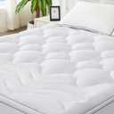 BDEUS Twin Mattress Pad, Extra Thick 1450GSM Mattress Topper, Four Leaf Clover Soft Mattress Protector Cover with 21" Deep Pocket for Back Pain Relief, 3D+7D Down Alternative Fill Overfilled, White