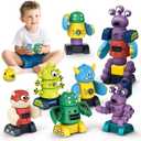 STEM Magnetic Robot Building, Toys for Kids 3 4 5 6 7 8, Transformable Stacking Bots with Storage Box, Creative Learning Christmas and Birthday Gifts for Boys Girls 3-5 4-8