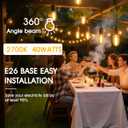 4 Pack LED Edison Bulbs, 4W Edison Light Bulbs 40W Equivalent, Vintage E26 LED Bulb T45 2700K Soft Warm White Clear Glass, 460LM Tubular Antique Filament Incandescent Lights for Home, Non-Dimmable