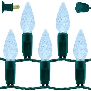 YULETIME Cool White C6 Strawberry LED Christmas Lights, 33 ft 100 Count 4" Spacing One-Piece High Waterproof UL Certified String Light (Cool White)