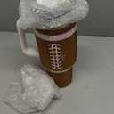 40 OZ Bling Tumbler with Handle and Straw,Football Stainless Steel Water Bottle,Large Rhinestone Tumbler for Women Girls with Cute Straw Covers Cap (Brown)