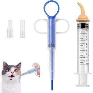 Pet Medical Feeding Dispenser Tool Set - Pet Feeding Nipple Syringe for Kitten Puppy and Bunny, Cat Pill Sh-ooter Pet Piller Guns, Silicone Feeding Pacifier for Wildlife Small Animals