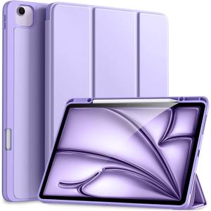 Akkerds Compatible for iPad Air 13 Inch Case (M3/M2) 2025/2024 with Pencil Holder, Trifold Stand Protective Cover/Soft TPU Back for iPad Air 13 Case, Supports Touch ID, Auto Wake/Sleep, Lavender