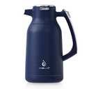 IDEUS Thermal Coffee Carafe 68oz (2,000ml), Stainless Steel Double Wall Insulated Vacuum Flask, Water Jug Coffee Server and Beverage Dispenser, Heat and Cold Retention (Navy Blue, 68oz (2,000ml))