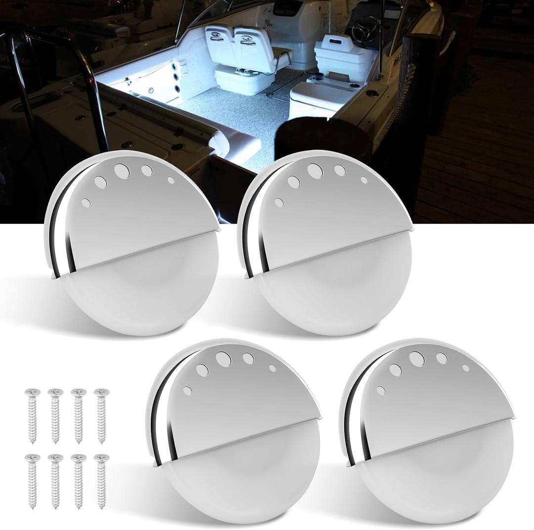 Boat Courtesy Lights Waterproof Boat Interior Lights Deck Lights Night Fishing Lights Boat Center Console Light Cockpit Light Transom Lights for Pontoon Fishing Boat Bass Boat Yacht (White)