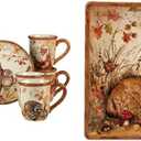 Certified International Pine Forest 16 pc Dinnerware Set, Service for 4, BROWN & Pine Forest Rectangular Platter,
