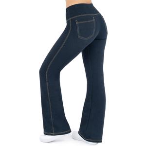 Nirlon Crossover Bootcut Jeggings for Women - Flare Leggings for Women Tummy Control Regular and Plus Size Jeggings (Large, Jeans)