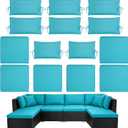 14pcs Outdoor Patio Furniture Cushion Covers Waterproof Zipper Lake Blue | 14pcs Outdoor Patio Furniture Cushion Cover, Waterproof Sunproof Zipper,for Patio Sectional Sofa backyard 3 Size(Covers Only)