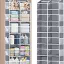 Univivi Over the Door Organizer, 6 Tiers Behind Door Storage with Clear Deep Pockets Hanging Organizer for Closet, Bedroom, Nursery, Bathroom and Sundries (Grey)