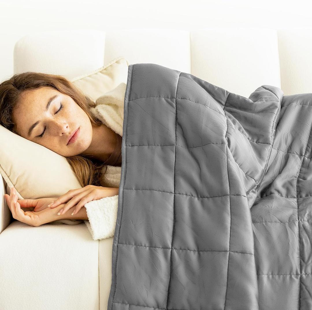 Luna Luxe Cotton Weighted Blankets for Kids & Adults - 100% Oeko-Tex Cotton Weighted Blanket - Soft, Comfortable, & Breathable Travel Blanket - All-Season, Winter Premium Gift Ideas (Queen | 60" x 80" | 20 lbs, Light Grey)