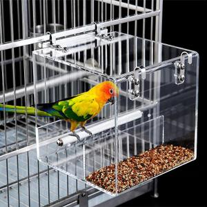 No Mess Bird Feeder for Cage Bird Feeder Automatic Bird Cage Feeder, Acrylic No Spill Bird Feeder Cage for Parakeet Parrot Cockatiels Cockatiels Lorikeet Lovebirds Cage Seed Feeder 6.4inch (Medium)