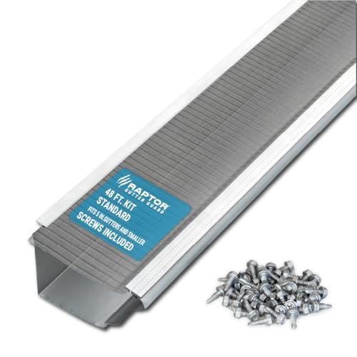RAPTOR GUTTER GUARD – 48 FT. (Nominal) Contractor Grade Stainless Steel Micro-Mesh Gutter Guard Kit with Screws Included. Fits 5 in. Gutters and Smaller. DIY-Friendly. (5.625 in. x 47.625 in.)