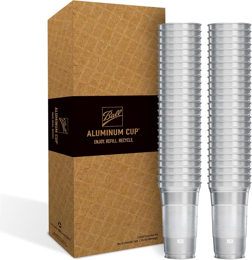 Top Cup 12 Ounce, 50 Count, Reusable Aluminum Party Cups | Stealth Design | Cold-Holding, Recyclable, Made in USA