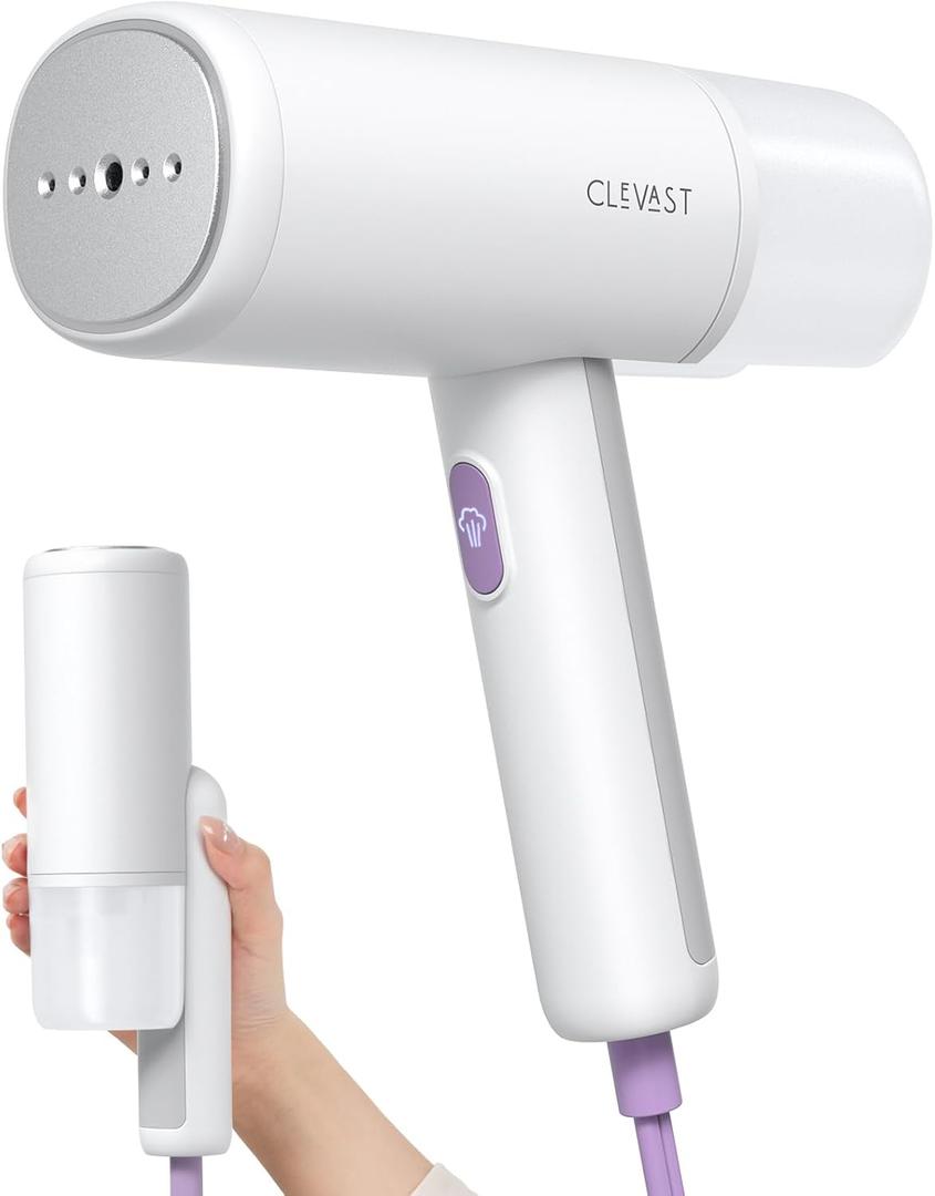 CLEVAST Steamer for Clothes, Portable Garment Steamer for Clothing, Handheld and Foldable Travel Size Wrinkle Remover, 30-Second Fast Heat Up, Powerful Steam Output, 120V Only (improved)