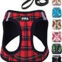 PINA Dog Harness for Small Dogs No Pull, Small Dog Harness and Leash Set, No Choke Breathable Mesh Dog Vest Harness, Lightweight Adjustable Small Medium Dog Harness - Easy to Put On and Take Off (S (Neck:10-13" , Chest:14-17"), Red Plaid)