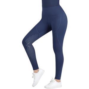 Harrison Howard Women's Riding Pants Knee-Patch Schooling Tights Horseback Riding Pants Equestrian Breeches (Medium, Navy)