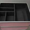 Makeup Rolling Train Case - Professional Cosmetics Organizer with Aluminum Frame, Folding Trays & Wheels, Portable for Travel & Studio (Pink)