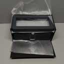 ROTHWELL 4 Slot Leather Watch Box with Valet Drawer - Luxury Case Display Jewelry Organizer, Locking Display Case Holder with Real Glass Top - Watch Box Organizer for Men & Women (Carbon)