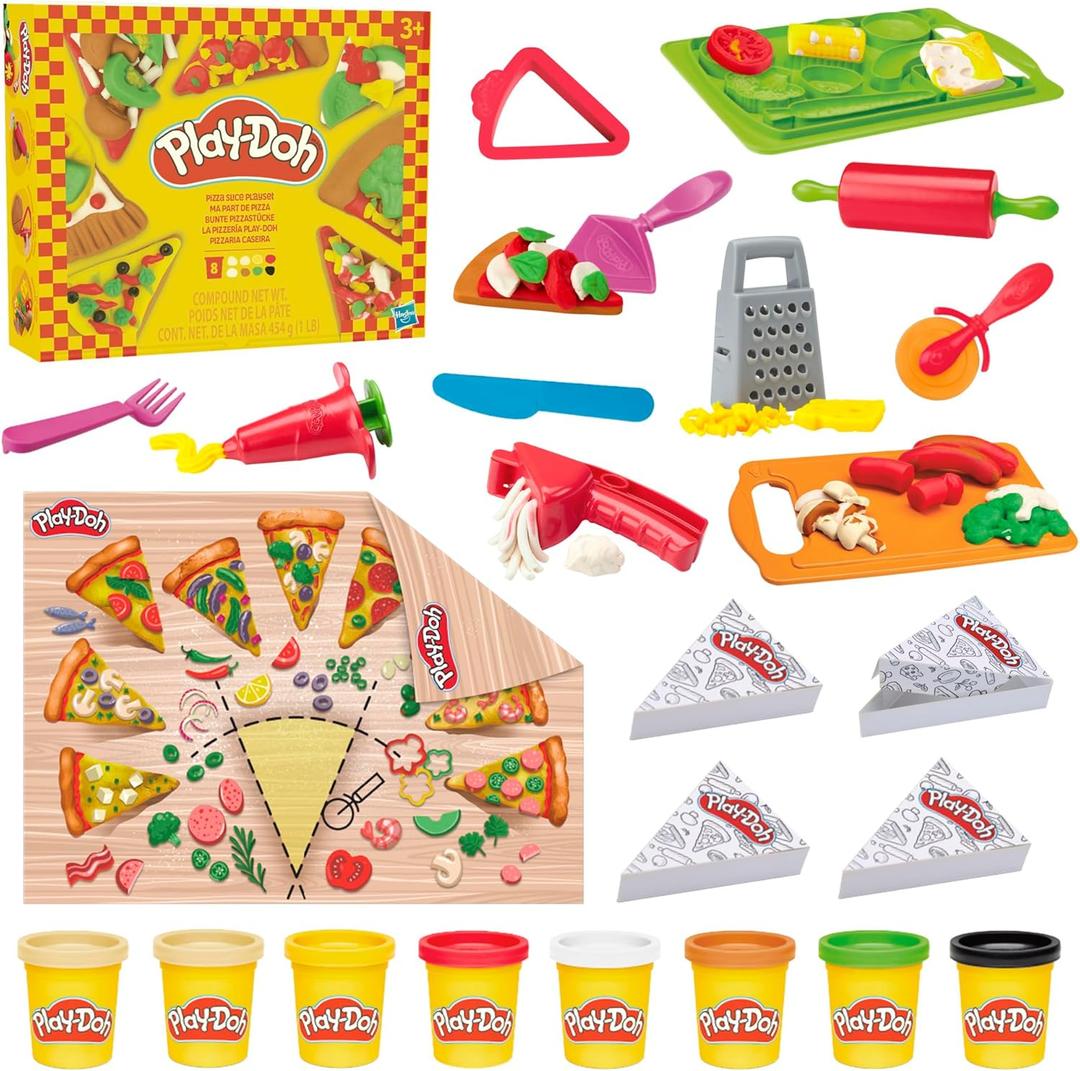 Play-Doh Pizza Slice Playset, Play Food Kitchen Toys for Kids, Arts & Crafts for Boys & Girls 3+ 