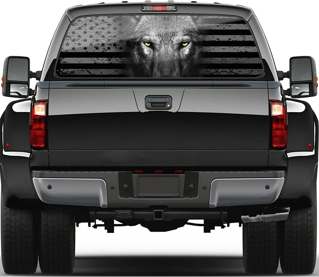 Wolf American Flag Decal for Truck & Car (65x20in)
