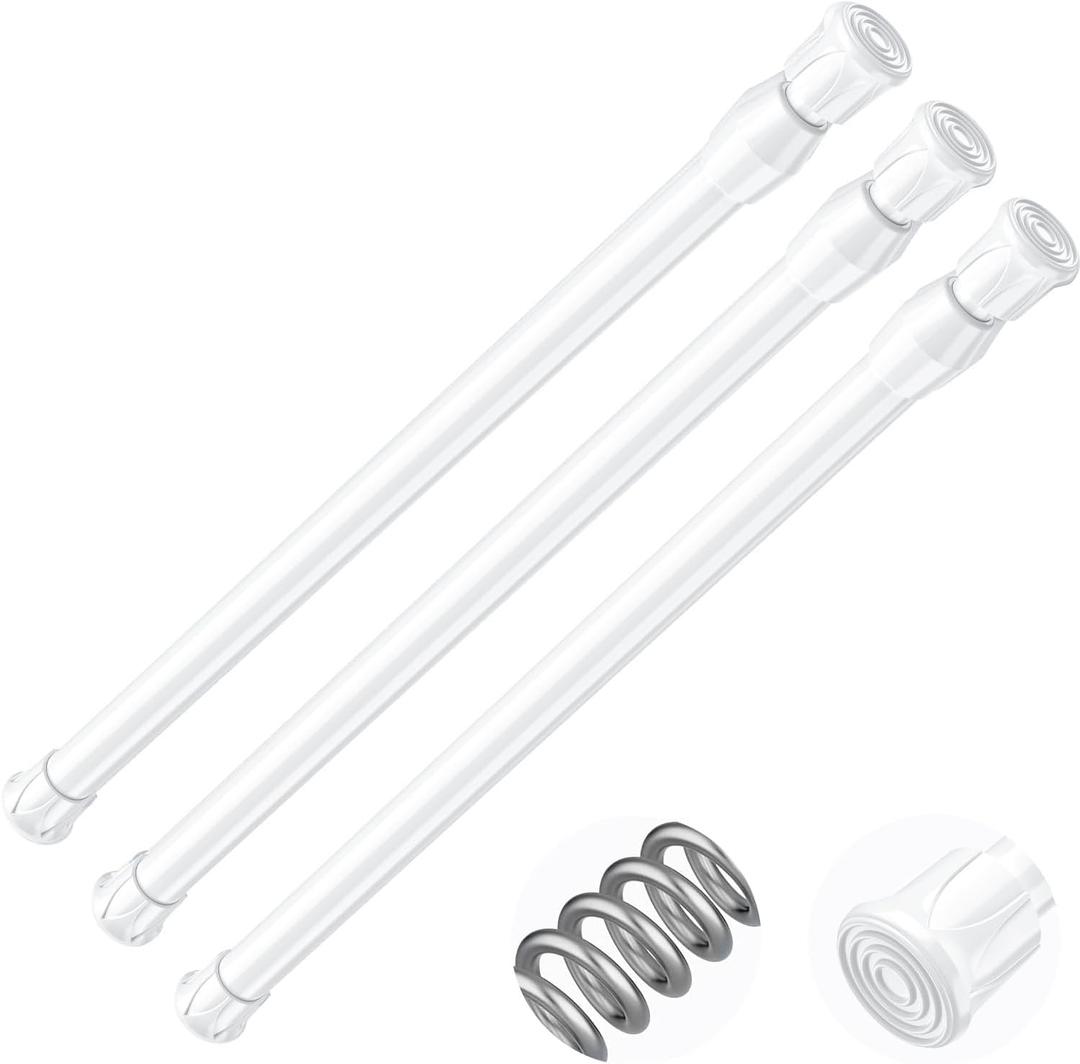 AIZESI Spring Tension Curtain Rods Short Tension Rod (White,17" to 28"-3Pcs)