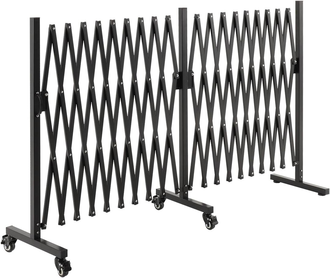 SMONTER Expandable Barricade Gate, 200" Metal Safety Barrier Gate with Casters, Accordion Garden Yard Fence Portable Dog Gates with Latch Indoor Outdoor