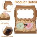 50Pcs DIY Assembly Brown Cookies Boxes, Small Treat Box with Window, BakeryTreat Boxes Packaging for Chocolate Strawberries, Donuts, Cupcakes, Muffins, Dessert (6.77  4.33  1.49 Inches)