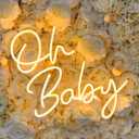 Oh Baby Neon Sign for Backdrop 21.5x20 Inch Large LED Sign for Baby Shower, 1st Birthday Party, Gender Reveal, Christening Day Decor